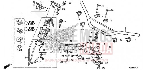 TUYAU DE GUIDON/PONT SUPERIEUR CRF250RLAH de 2017
